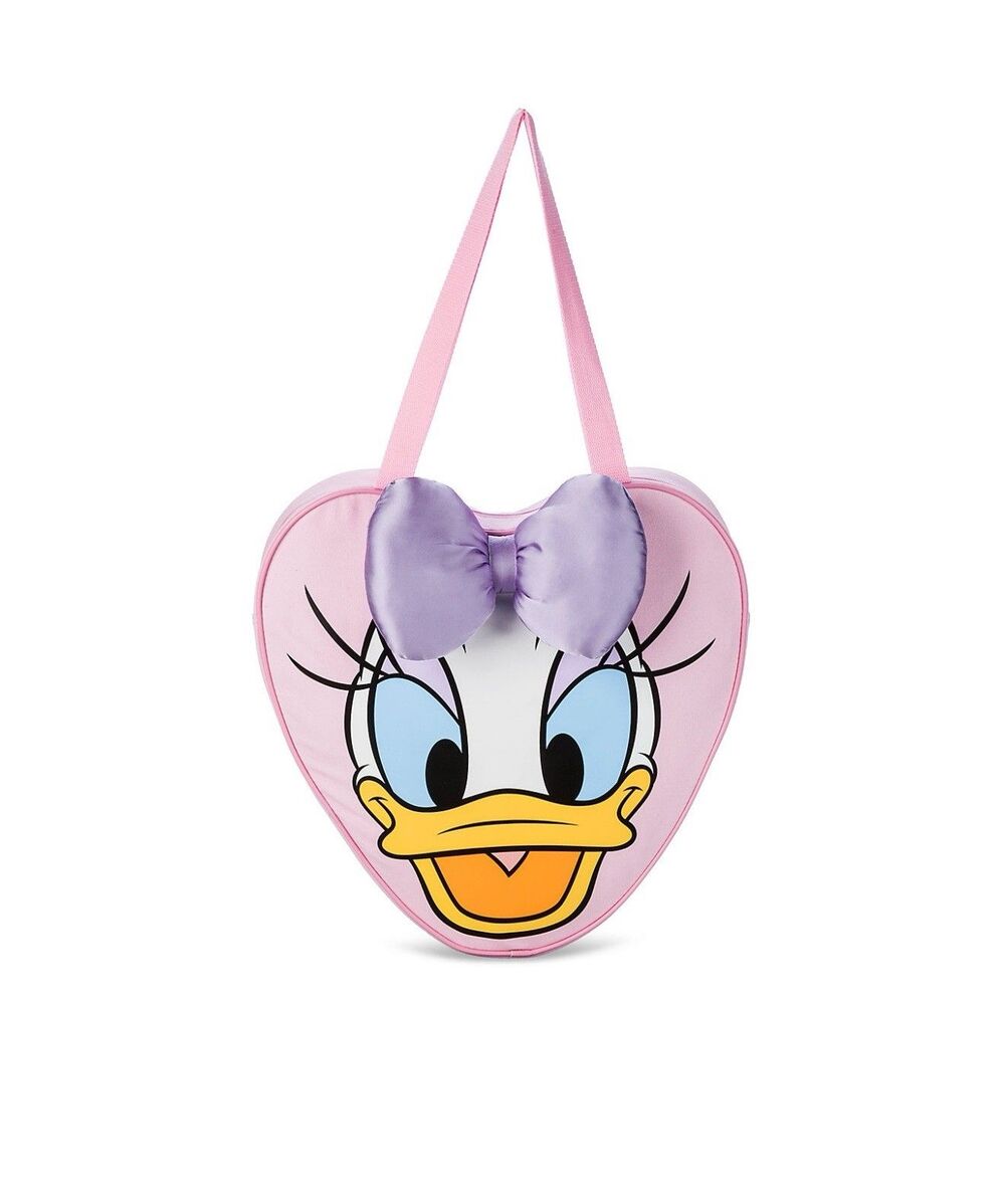 Disney Parks Daisy Duck Face Canvas Bag Tote NWT 3D Purple Bow Pink Kawaii